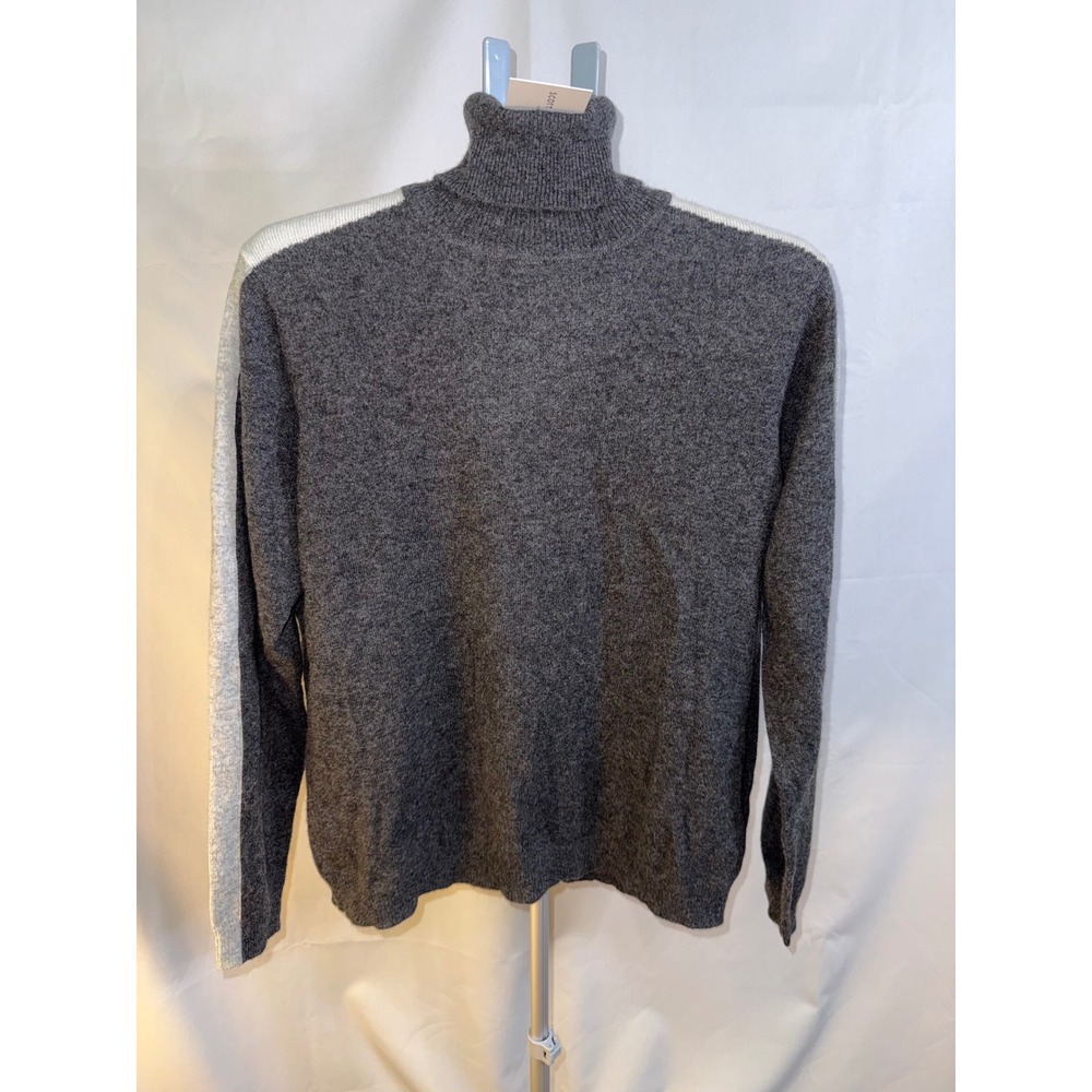 Scott & Scott London Brodie Cashmere Turtleneck Sweater Grey Stripe XL BCC105